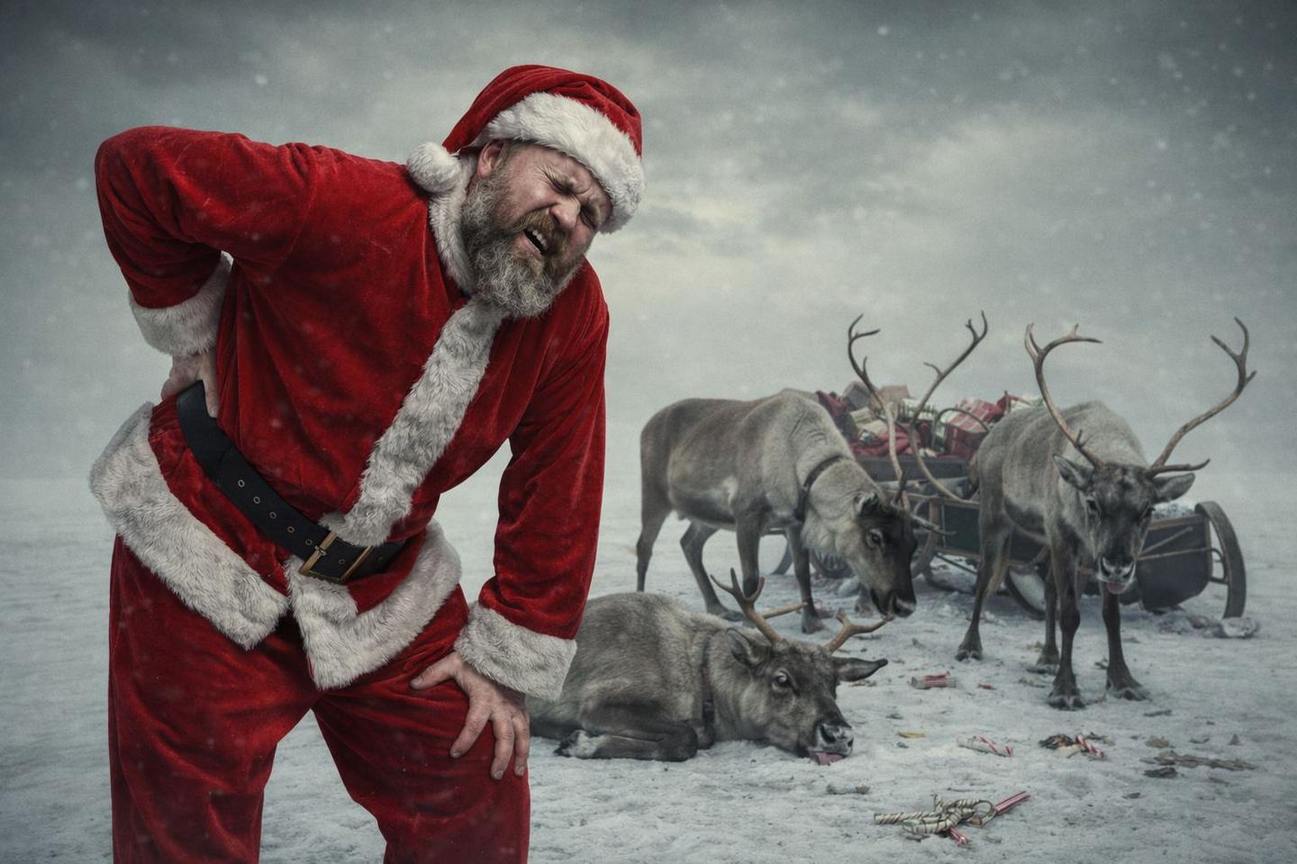 Nisse som har jobbet hardt begynner å merke arbeidsbelastningen.